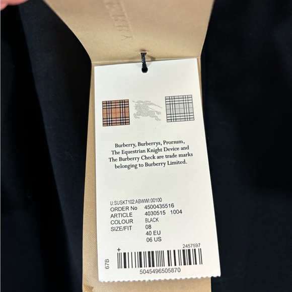 Burberry London, Black Wool Pencil Skirt, Sz. 2, NWT - Picture 6 of 9